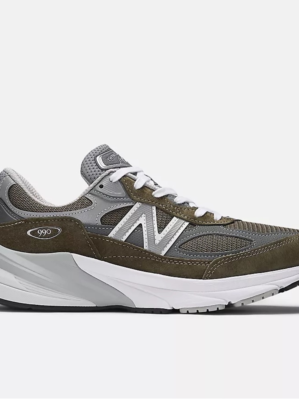 New Balance 990 Olive Green Gray White Sneaker